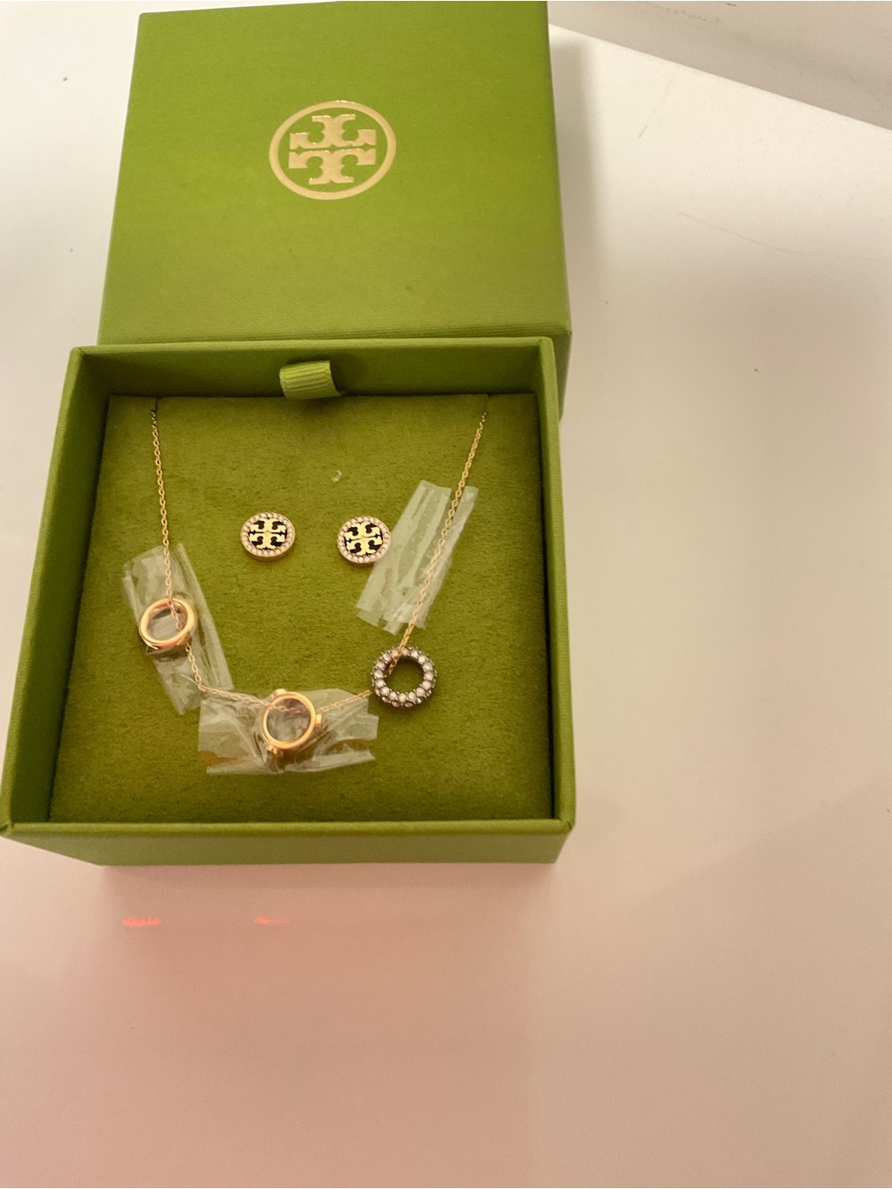 Tory Burch Icon Pave Necklace and Earring Set